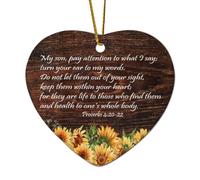 Proverbs 4:20 22 Décoration murale en céramique avec citations « My Son Pay Attention to What I Say ; Turn Your Ear to My Words Do Not Le Heart » - Décoration de Noël en céramique pour sapin de Noël