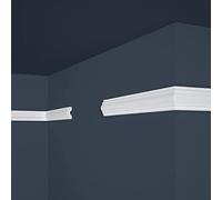 PROVISTON | Baguette décorative | Polystyrène | 18 x 38 x 2000 mm | Blanc | Baguette murale | Recouvrable | Montage facile | Qualité supérieure | Stable et léger | 30 m