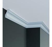 PROVISTON Barre de plafond | 50 x 48 x 2000 mm | En polyuréthane | Blanc | Moulure de qualité | Moderne | Robuste | Durable | Résistant aux chocs | 2 m