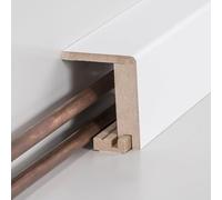 PROVISTON | Barre de recouvrement de tuyaux chauffants jusqu'à 88 mm | MDF | 64 x 96 x 2500 mm | Arrondi | Blanc | Plinthe | Plinthe