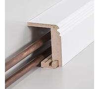 PROVISTON | Barre de recouvrement pour tuyaux chauffants | Sans profil de montage | 64 x 96 x 2500 mm | Film MDF | Blanc | Annonce RAL 9016 | Barre de pied Hambourg | 2,5 m