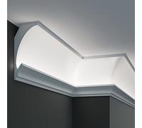PROVISTON Barre lumineuse | Éclairage indirect | Barre de plafond | 115 x 90 x 1150 mm | En XPS | Blanc | Barre de stuc de haute qualité | Moderne | Robuste | Durable | Résistant aux chocs | 5,75 m