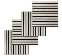 PROVISTON Lot de 4 panneaux muraux acoustiques 3D, 400 x 400 x 21 mm, lamelles en bois MDF plaqué, couleur chêne clair, surface en feutre comme matériau de support
