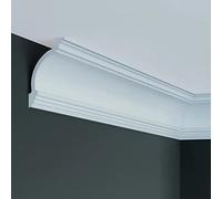 PROVISTON | Moulure de plafond | 145 x 113 x 2000 mm | Polyuréthane | Blanc | Qualité supérieure | Moulure décorative | Moderne | Robuste | Durable | Résistant aux chocs | 2 m