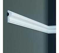 PROVISTON Moulure décorative - 26 x 62 x 2000 mm - Polyuréthane - Blanc - Qualité supérieure - Moulure en stuc - Moderne - Robuste - Durable - Résistant aux chocs - 2 mètres