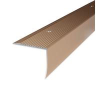 PROVISTON Nez de marche - 42 x 50 x 2500 mm - Profilé d'angle - En aluminium anodisé bronze clair percé