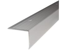 PROVISTON | Nez de marche | Alu anodisé | Couleur Argent | Largeur 50 mm | Hauteur 28 mm | Longueur 1000 mm | Nez de marche à visser | Nez de marche escalier | Cornière alu | 1 pièce