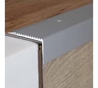 PROVISTON | Nez de marche | Alu anodisé | Couleur Argent | Largeur 50 mm | Hauteur 28 mm | Longueur 1000 mm | Nez de marche à visser | Nez de marche escalier | Cornière alu | 1 pièce