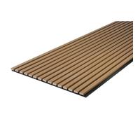 PROVISTON Panneaux muraux acoustiques 3D - 2400 x 600 x 21 mm - Lamelles en bois MDF plaquées - Couleur teck - Fond polaire comme matériau de support