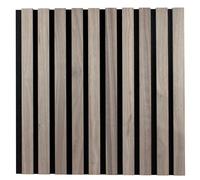 PROVISTON Panneaux muraux acoustiques 3D - 400 x 400 x 21 mm - Lamelles en bois MDF plaquées - Couleur noyer - Fond en feutre comme matériau de support