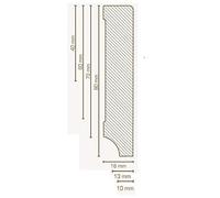 PROVISTON Plinthe en bois massif - 10 x 60 x 2500 mm - Blanc - En bois massif - À coller, visser et clouer - 2,5 m - 1 pièce