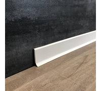 PROVISTON | Plinthe en plastique | mousse rigide PVC | 12,8 x 60 x 2500 mm | blanc | avec lèvre souple flexible | hydrofuge | plinthe bonne qualité | pose facile