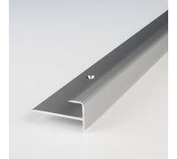 PROVISTON profil de finition à emboîter | Alu anodisé | Argent | Largeur 10 mm | Hauteur 8,5 mm | Longueur 1000 mm | À visser | Nez de marche escalier | Profilé nez de marche parquet | 1 pièce