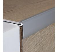 PROVISTON profil de finition à emboîter | Alu anodisé | Argent | Largeur 31 mm | Hauteur 4,5 mm | Longueur 2700 mm | À visser | Nez de marche escalier | Profilé nez de marche parquet | 1 pièce