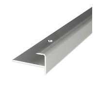 PROVISTON profil de finition à emboîter | Alu anodisé | Argent | Largeur 37 mm | Épaisseur sol 10,3 mm | Longueur 1000 mm | À visser | Nez de marche escalier | Nez de marche parquet | 1 pc