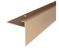 PROVISTON profil de finition à emboîter | Alu anodisé | Bronze clair | Largeur 50 mm | Hauteur 10 mm | Longueur 1000 mm | À visser | Nez de marche escalier | Profilé nez de marche parquet | 1 pièce