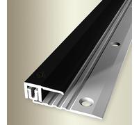 PROVISTON | Profil de finition | Largeur : 28 mm | Hauteur : 6,5-16 mm | Longueur : 2700 mm | Aluminium anodisé | Rainuré | Noir | Foré