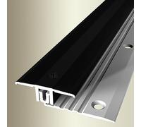 PROVISTON | Profil de transition | Largeur : 34 mm | Hauteur : 6,5-16 mm | Longueur : 1000 mm | Aluminium anodisé | Rainuré | Noir | Foré