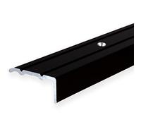 PROVISTON Profilé d'angle en aluminium anodisé, noir, largeur 24,5 mm, hauteur 10 mm, longueur 1000 mm, percé, profilé de nez de marche, nez de marche, nez de marche, angle combiné, 1 pièce
