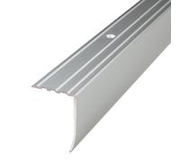 PROVISTON | Profilé de bord d'escalier | Largeur : 31 mm | Hauteur : 43 mm | Longueur : 1000 mm | Profil d'angle | Profilé métallique | Aluminium anodisé | Argent | Percé | 1 pièce