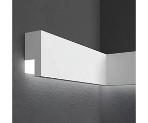 PROVISTON - Profilé de façade - Corniche - Éclairage extérieur - Non revêtu - 30 x 65 x 2000 mm - Polystyrène - Blanc - Qualité supérieure - Robuste - Durable - Résistant aux chocs - 10 m