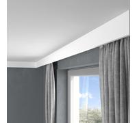 PROVISTON | Tringle à rideaux | Polystyrène | 41 x 100 x 2000 mm | Blanc | Éclairage indirect | Moulure