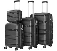 PROVITERA Lot de 3 + 1 valises avec revêtement Rigide en polypropylène Ultra résistant, Chariot et Trousse de beauté avec poignée télescopique et Fermeture avec Combinaison, Valise Design
