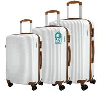 PROVITERA Lot de 3 valises rigides en ABS, valise rigide 38 - 59 - 90 litres, poignée télescopique, roues Easy Roll, chariot robuste et léger de voyage, bagage à main, Blanc, 37 x 23 x 55 cm, Moderne