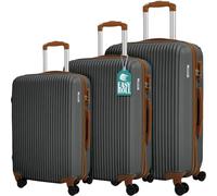 PROVITERA Lot de 3 valises rigides en ABS, valise rigide 38 - 59 - 90 litres, poignée télescopique, roues Easy Roll, chariot robuste et léger de voyage, bagage à main, gris, 37 x 23 x 55 cm, 42 x 26 x
