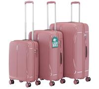 PROVITERA Lot de 3 valises rigides en ABS, valise rigide 38 - 59 - 90 litres, poignée télescopique, roues Easy Roll, chariot robuste et léger de voyage, bagage à main, rose, Moderne