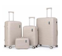 PROVITERA Lot de 3 valises rigides en ABS, valises rigides M-L-XL poignée télescopique et 4 roues Easy Roll, serrure à code, chariot de voyage robuste avec bagage à main, 3 + 1 beige, Moderne