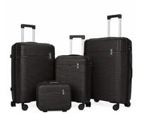 PROVITERA Lot de 3 valises rigides en ABS, valises rigides M-L-XL poignée télescopique et 4 roues Easy Roll, serrure à code, chariot de voyage robuste avec bagage à main, 3 + 1 noir, Moderne