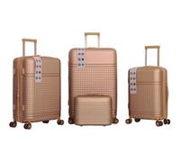 PROVITERA Lot de 4 valises rigides en ABS avec trousse de beauté, valise avec poignée télescopique et roues Easy Roll, chariot avec cadenas et serrure à code, bagage à main design moderne, Or, Small
