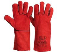 PROWELTEK - Gants Anti Chaleur Taille 10 Rouge - Gants de Protection en Cuir Croute de Bovin Manchette 15cm - Protection thermique pour soudure, métallurgie, fonderie