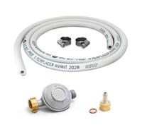 Kit connexion gaz complet pour réchauds gaz tuyau souple 1.50m + Embout tétine + Détendeur butane 28 mbars