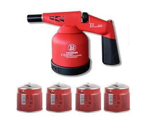 PROWELTEK - Lampe à souder à gaz 1760W + 4 Cartouches gaz Utilisation à 360°- Chalumeau à gaz Allumage électronique à batterie