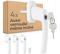 Prowiste 4 Poignées de Fenêtre Verrouillables - Poignée Fenetre avec Clé pour Fenêtre Oscillo-Battante - Sécurité Enfant - Installation Facile - Avec 8 Clés