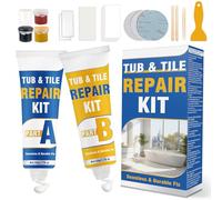 prowithlin Kit Reparation Carrelage, kit réparation receveur de douche résine, répare rayures et dommages sur baignoire, douche et lavabo en porcelaine, étanche et couleur réglable