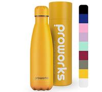 PROWORKS Bouteille d'eau Isotherme, sans BPA, Gourde INOX Reutilisable pour Maintien Chaud de 12 Heures & du Froid Jusqu’à 24 Heures, pour Sport, Gym, Voyage - 500ml - Jaune Tendre
