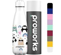 PROWORKS Bouteille d'eau Isotherme, sans BPA, Gourde INOX Reutilisable pour Maintien Chaud de 12 Heures & du Froid Jusqu’à 24 Heures, Sport, Gym, Voyage - 1 Litre - Amis scandinaves