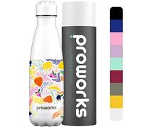 PROWORKS Bouteille d'eau Isotherme sans BPA, Gourde INOX Reutilisable pour Maintien Chaud de 12 Heures & du Froid Jusqu’à 24 Heures, Sport, Gym, Voyage 1 Litre - Tout Blanc - Fruits s'il Vous plaît