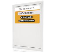 Proxinova Trappe de Visite Métallique Serrure à Pression 300x300 mm, Trappe Laquée Blanche pour Plafond Résistante pour Extérieur, Comble, Baignoire, Cache pour Fils et Tuyaux, Inspection Hatch Placo