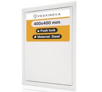 Proxinova Trappe de Visite Métallique Serrure à Pression 400x400 mm, Trappe Laquée Blanche pour Plafond Résistante pour Extérieur, Comble, Baignoire, Cache pour Fils et Tuyaux, Inspection Hatch Placo