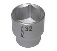 PROXXON 2223430 - Douille courte Hexagonale 1/2 "32 mm, Argent/Vert