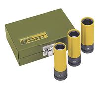 Proxxon 23938 Coffret douilles à impact, Vert/jaun, 1/2", 17, 19, 21 mm, Set de 3 Pièces