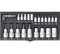 Proxxon Industrial 23 102 6 pans extérieurs (TX), 6 pans intérieurs (TX), 6 pans BO Jeu de douilles-embouts 24 pièces 1/4 (6.3 mm), 1/2 (12.5 mm)