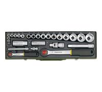 Proxxon 23020 Jeu de clés à douille 27 pièces 1/4" et 1/2",Multicolore