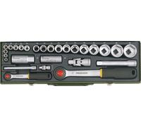 Proxxon 23020 Jeu de clés à douille 27 pièces 1/4" et 1/2",Multicolore