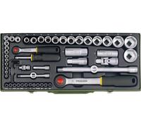 Proxxon Set de Clefs à Douilles / à Cliquets 1/4" + 1/2" 56 pièces noir universal
