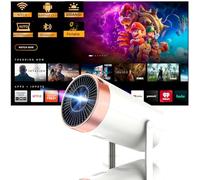 Proyector Portátil 4K Support Android 11, Projecteur intelligent WiFi et Bluetooth Correction automatique, Projecteur de film extérieur rotatif à 180° Compatible avec téléphone/clé TV/ordinateur